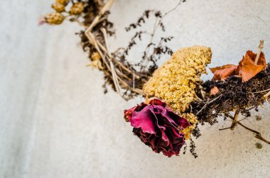 Traditional view of Serbia: Braided Wreath of flowers above the door.