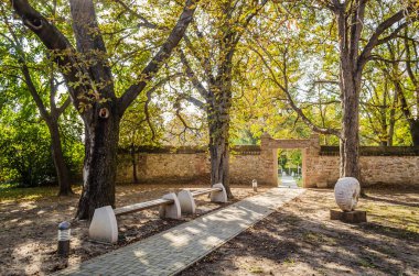 Pecs, Hungary - October 06, 2018: Park city of Pecs, Hungary, in the fall.
