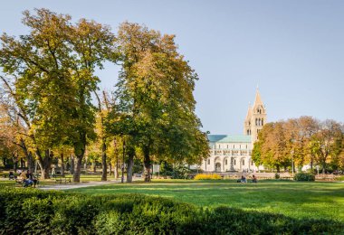 Pecs, Hungary - October 06, 2018: Park city of Pecs, Hungary, in the fall.