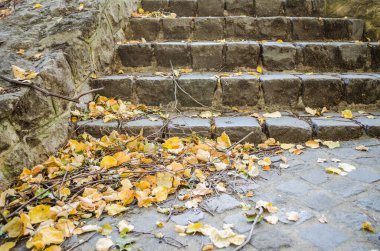 Pecs, Hungary - October 06, 2018: Old stairs in Pecs, Hungary