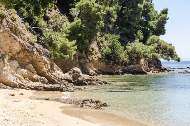 Evia Adası, Yunanistan - 28 Haziran. 2020: Yunanistan 'daki Skiathos adasının panoraması.