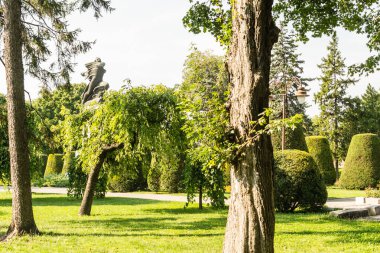 Belgrad, Sırbistan - 29 Temmuz 2014: Sırbistan 'ın başkenti Belgrad' daki Kalemegdan Eski Kalesi. Kalemegdan kalesinin önünde Fransa 'ya şükran anıtı.