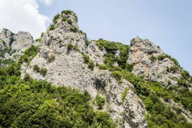 Yunanistan 'ın Litochoro köyü yakınlarındaki Olimpos Dağı' nda Enipez Nehri Kanyonu.