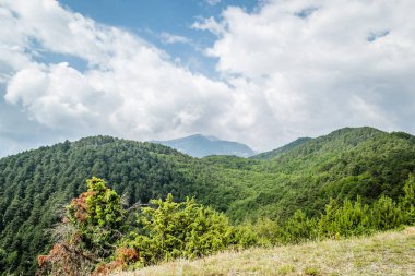 Yunanistan 'ın Stavros kentindeki gözcü noktasından Olimpos Dağı' nın panoramik manzarası.