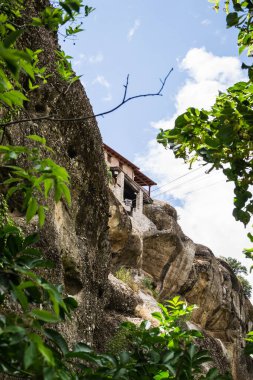 View of the Orthodox Monastery of the Great Meteor on the rocks of Mount Meteor, Kalambaka in Greece, June 2018. clipart