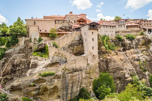 View of the Orthodox Monastery of the Great Meteor on the rocks of Mount Meteor, Kalambaka in Greece, June 2018.