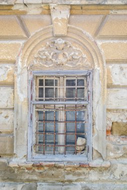 Sremski Karlovci, Serbia - June 12, 2019:View of the street wooden windows on the old house in Sremski Karlovci - Serbia. clipart