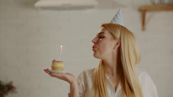Festeggiata Allegra Espresso Desiderio Caro Spento Candela Buon Compleanno Filmati — Video Stock