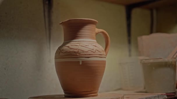 Seramik Sürahiyi Kapat Yapımı Sanat Eseri Kavramı Nsan Eliyle Yapılmış — Stok video