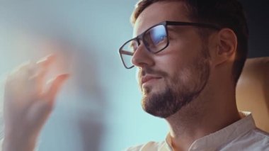Concept of stressed businessman. Caucasian freelancer too busy for healthcare so he cannot concentrate on work. Pensive guy in formal shit feel bad during working at office. Overworked ceo company