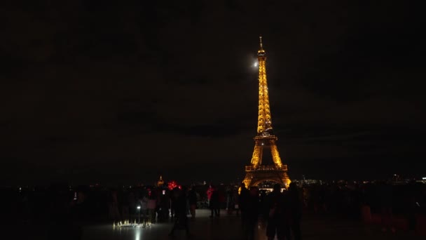 Párizs Franciaország 2023 Október Gyönyörű Kilátás Nyílik Eiffel Toronyra Turisták — Stock videók