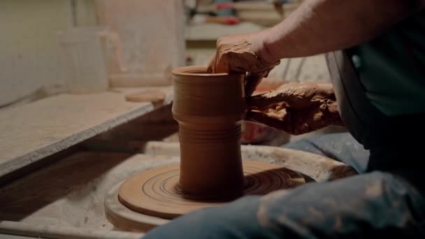 Process För Skapande Ukrainska Traditionella Keramik Professionell Crocker Masterclass Verkstad — Stockvideo
