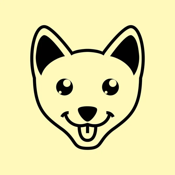 Funny Dog Head Icon Flat Style Cartoon Dog Face Vector — Stock Vector