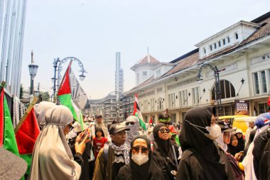 Bandung City, Batı Java, Endonezya. 21 Ekim 2023. Özgür Filistin 'i destekleme gösterisi. Filistin 'e Özgürlük. 