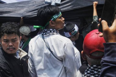 Bandung City, Batı Java, Endonezya. 21 Ekim 2023. Özgür Filistin 'i destekleme gösterisi. Filistin 'e Özgürlük. 