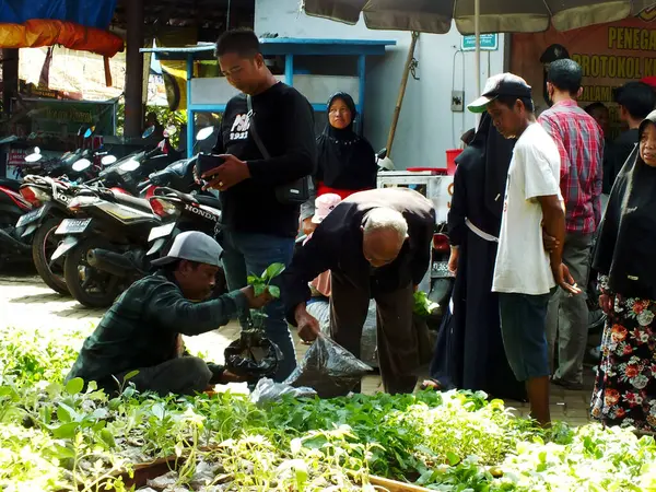 インドネシア セントラルジャワ スコーハルジョ 2024 忙しい人々 スラカルタシティの近くに位置ゴーコの伝統的な市場で売り手 — ストック写真