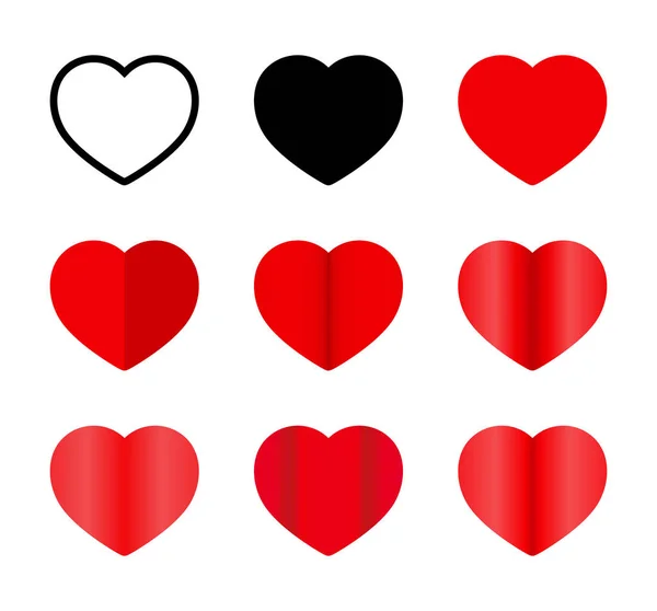 Love Collezione Set Vettoriali Icone Cardiache Simbolo Romantico Diverse Varianti — Vettoriale Stock