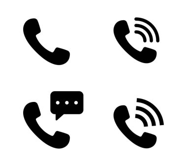 Gelen arama, telefon alıcısı ikon vektör kümesi koleksiyonu. Telefon iletişimi işaret sembolü