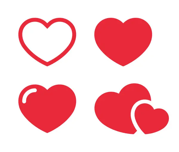 Любовь Икона Сердца Плоском Стиле Коллекция Романтических Знаков — стоковый вектор
