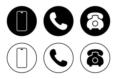 Cep telefonu, çağrı ve telefon ikonu vektörü. Akıllı telefon işareti sembolü