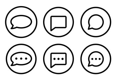 Çember çizgisi içinde mesaj, yorum ve sohbet simgesi vektörü