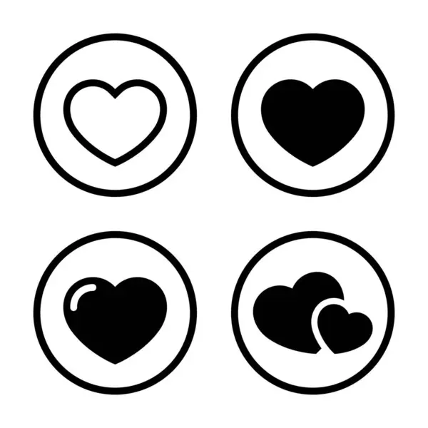 Love Heart Icon Vector Circle Line Amour Sign Symbol — Stock Vector