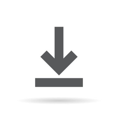 Beyaz arkaplanda izole edilmiş simge vektörü indir. Aşağıya ok işareti simgesi