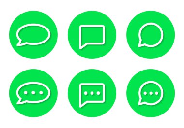 Yeşil çemberdeki konuşma balonu çizgisi ikonu vektörü. Sohbet, mesaj, yorum işareti