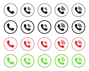 Çember çizgisi içinde gelen çağrı simgesi vektörü. Telefon ahizesi, telefon işareti sembolü