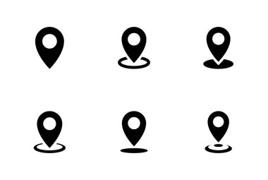 Navigasyon pimi, konum ikon vektör kümesi koleksiyonu. Adres konum işareti sembolü