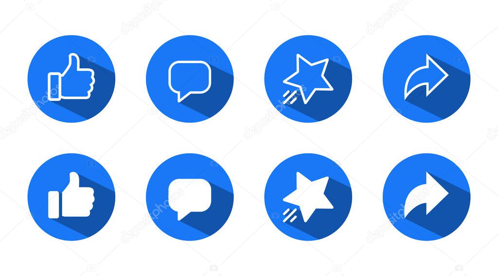 Like, comment, give, and share icon vector. Social media elements