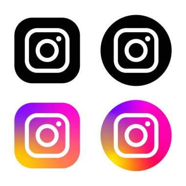 Düz biçimde Instagram logo ikonu vektörü. Sosyal medya uygulaması