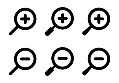 Uzaklaştırma simgesi vektörünü yakınlaştır. Cam işaret sembolü büyütülüyor