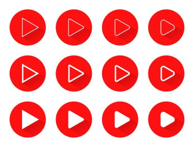 Düğme vektörünü düz oynat. Farklı varyasyonlarda video sembolü akışı