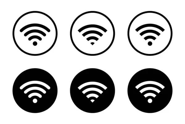 Wifi Signal Symbol Auf Schwarzem Kreis Hintergrund Drahtlose Verbindung Netzwerk — Stockvektor