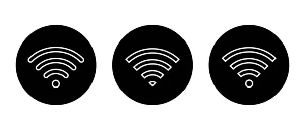 Wifi Line Icon Vektor Auf Schwarzem Kreis Symbol Für Drahtloses — Stockvektor