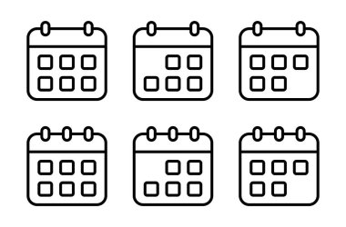 Takvim, çizgi biçiminde tarih simgesi vektörü. Düzenlenebilir vuruş