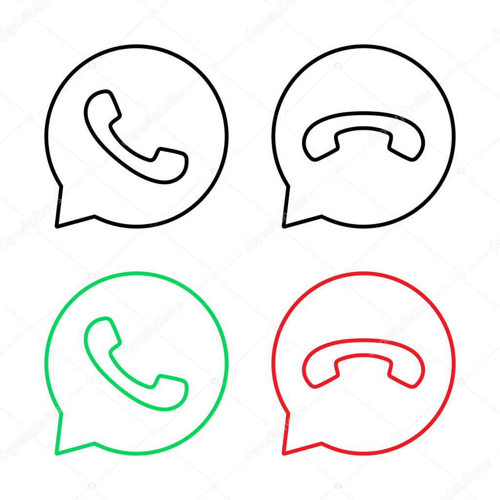 Phone call, handset line on speech bubble outline