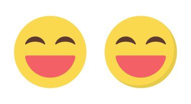 Düz gözlü, gülen emoji ikonu. Gülme işareti simgesi