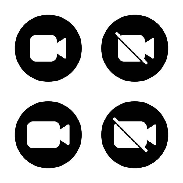 Видеозвонок и немая иконка на черном круге. Элементы коммуникационной камеры