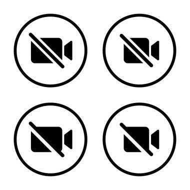 Video kamera ikon set daire hattını kapatıyor. Sessiz video konsepti