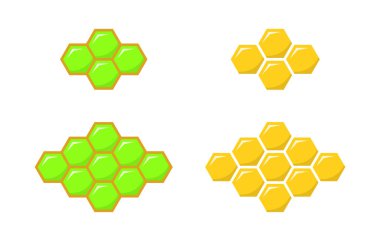Bal arısı simgesi düz dizayn edildi. Altıgen Arı Kovanı Konsepti