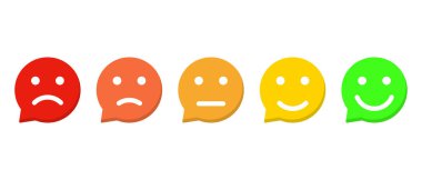Müşteri geribildirim emoji konuşma balonu ikonu. Tüketici gözden geçirme ifadesi konsepti