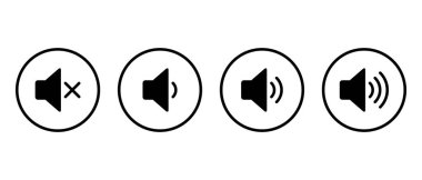 Hoparlör ses düzeyi simgesi daire çizgisine ayarlandı. Ses işareti sembolü