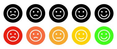 Müşteri geribildirim simgesi daire arkaplanında. Beş yüz seviyesi gözden geçirme kavramı