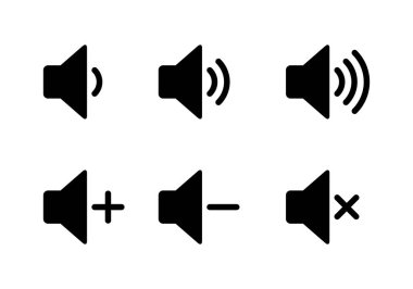 Hoparlör hacmi simgesi koleksiyonu. Ses düzeyi işareti sembolü