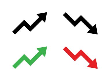 Yuvarlak köşede yukarı ve aşağı eğilim zigzag ok simgesi