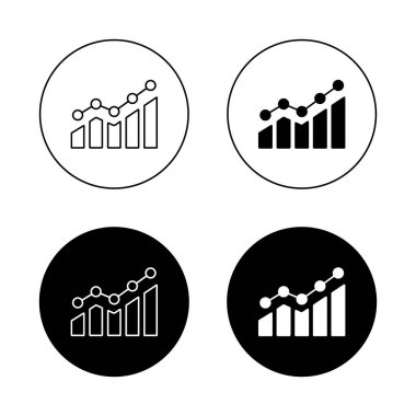 Siyah çemberde büyüyen bar çizelgesi simgesi. İşletme karının artması simgesi