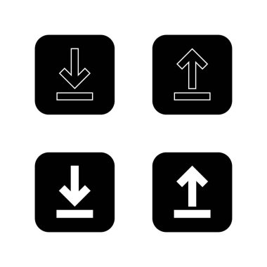 Siyah kareye simge yükle ve yükle. İndirme ve gönderme kavramı