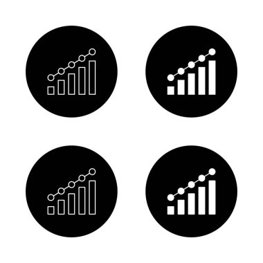 Siyah çemberde çubuk grafik simgesini arttır. İstatistiksel işaret sembolü